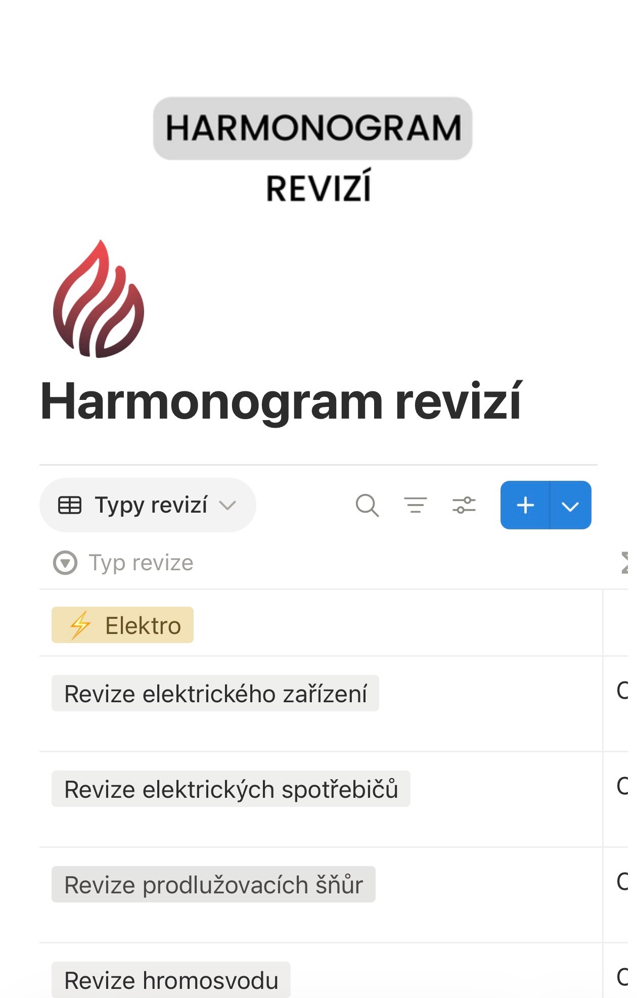 Harmonogram revizí – mobil