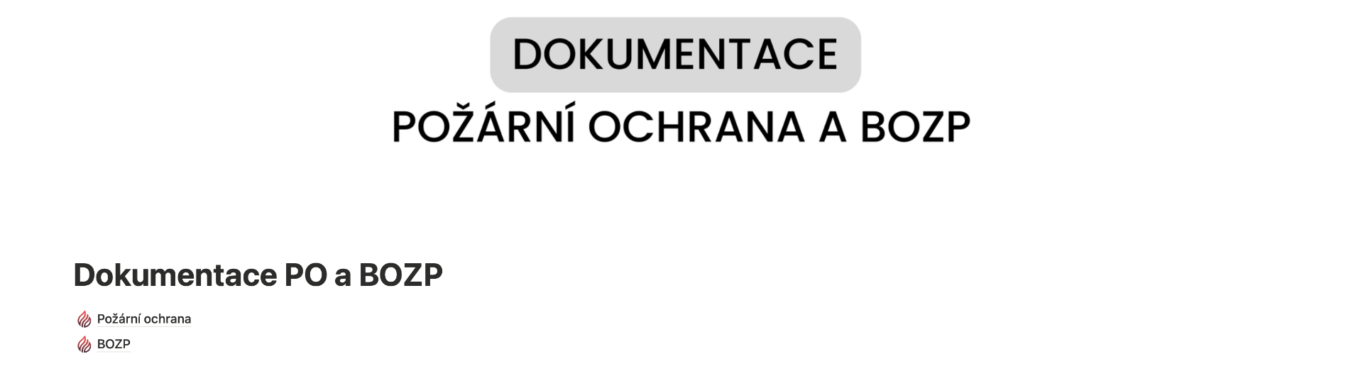 Přehled dokumentace PO a BOZP